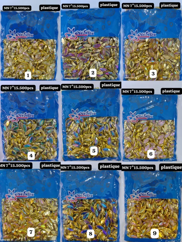 Strass plastique 7x15 (500pcs)